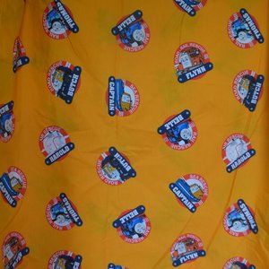 Thomas & Friends FLAT BED SHEET Twin Size Yellow Fabric Road Rail Sea Rescue Kid